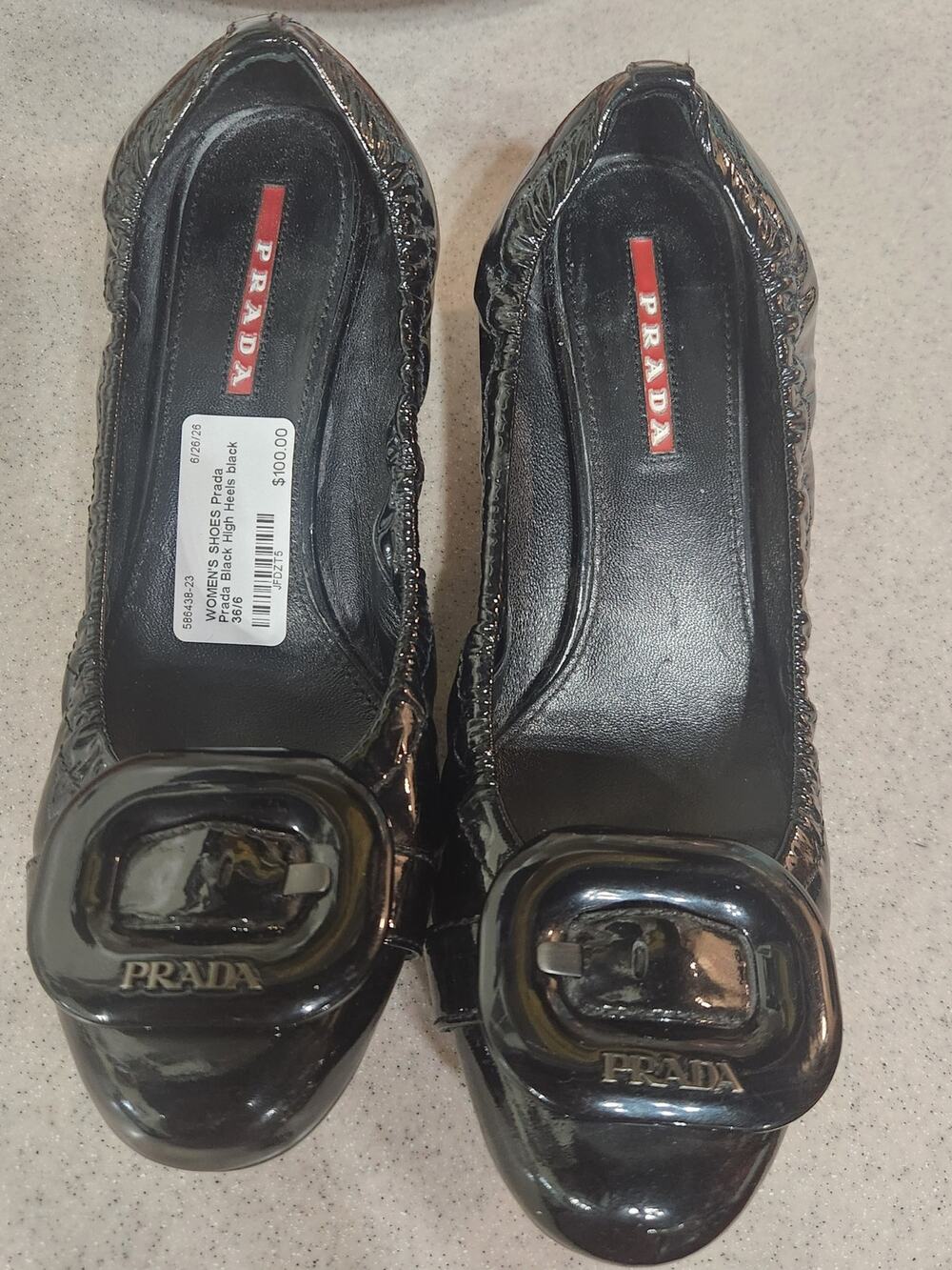 Prada low heels for women.